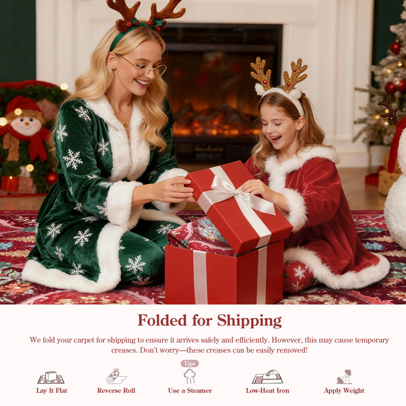 The Holiday Aisle® Laraven Christmas World Full-Coverage Rug